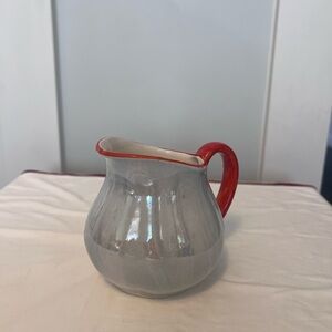 White lusterware creamer mug
